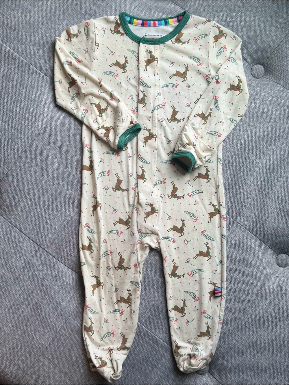 +Magnetic Me Eco-Friendly Magnetic Footie Sleeper Christmas Reindeer Print 3-6M